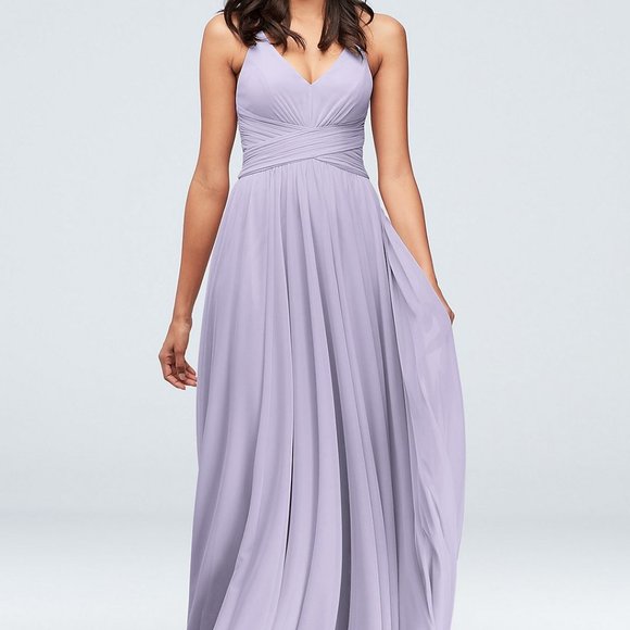 David's Bridal Bridesmaid Dress Marine Navy Blue Ruched Prom Wedding Size 0 Zero - Picture 2 of 16